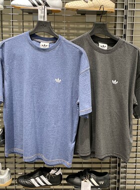 阿迪达斯三叶草男装2026秋纯棉宽松休闲运动短袖T恤KW4426 KU8135