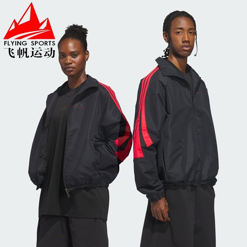 阿迪达斯男装2026春款梭织宽松篮球训练运动休闲夹克外套 JZ0373