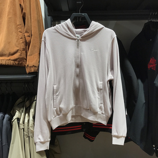 耐克外套女2024春款简约宽松针织休闲运动连帽拉链夹克FN2420-019