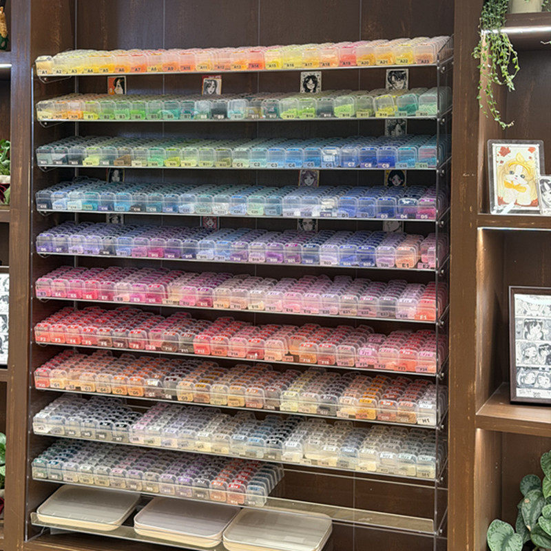 拼豆展示架亚克力货架梯形眼影盘甲油胶文具胶带收纳架化妆品定制