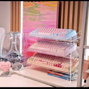 键盘展示架鼠标亚克力收纳架键盘置物架文件桌面化妆品甲油胶游戏