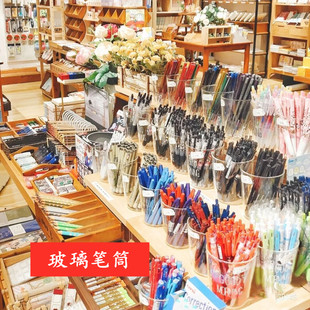 玻璃笔筒笔架文具店陈列展示流水台文创书店进口笔透光原创