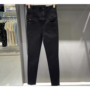 m_6w3jj84918r0 女超高腰轻盈暖黑色紧身裤 专柜直发2021冬季 牛仔裤