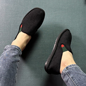 新款 防滑耐磨一脚蹬软底单鞋 老北京布鞋 男透气休闲灯芯绒布手工鞋