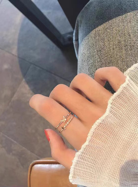 森系甜美蝴蝶戒指女小众简约仙女风锆石指环网红同款开口可调节潮