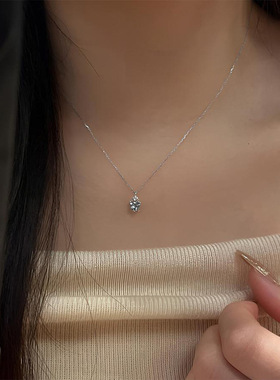 蓝色眼泪水滴吊坠项链女轻奢清冷高级锁骨链小众设计感颈链新款