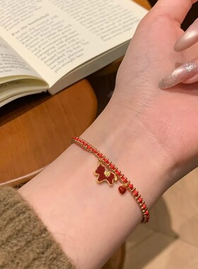 「马年好运」新年红色小马编织红绳手链轻奢高级感本命年显白手饰