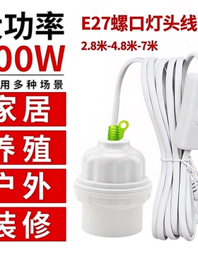 家用E27螺口灯头带线插头一体大功率led灯泡悬吊挂灯座带开关灯座