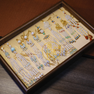 夙语轩原创设计天然翡翠碧玉海鲜珍珠簪子流苏集合链接