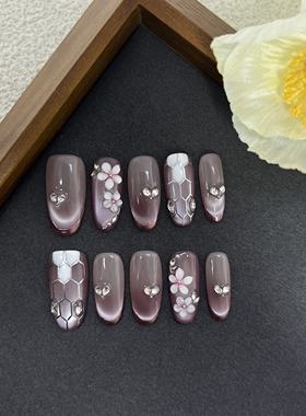 美甲熊 原创高级轻奢纯手工穿戴甲 中椭圆 23mm 编号 49039