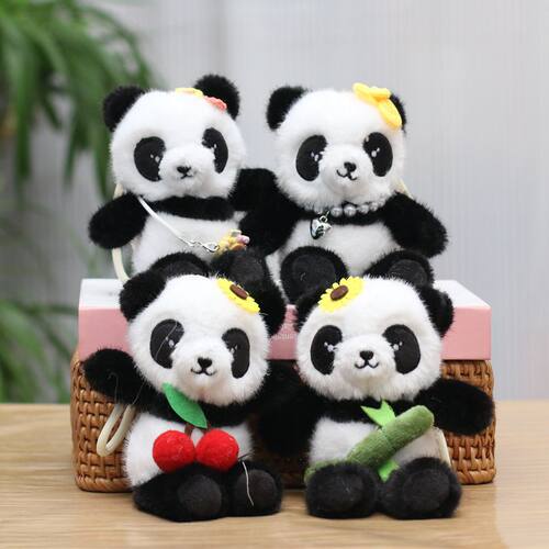 网红长腿小熊猫挂件可爱毛绒公仔包包挂饰钥匙扣布娃娃大熊猫玩偶