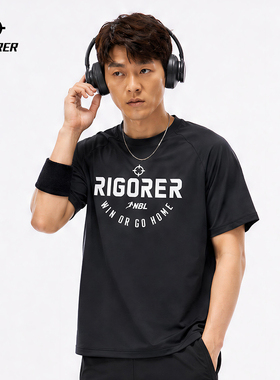 准者NBL联名款圆领短袖T恤亲肤透气运动休闲字母套头