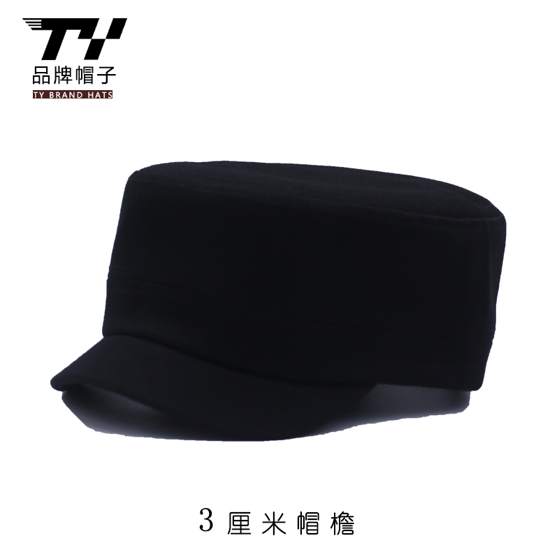 新潮时尚帽子青年TY平顶帽3厘米小檐棒球帽学生短帽檐鸭舌帽黑色