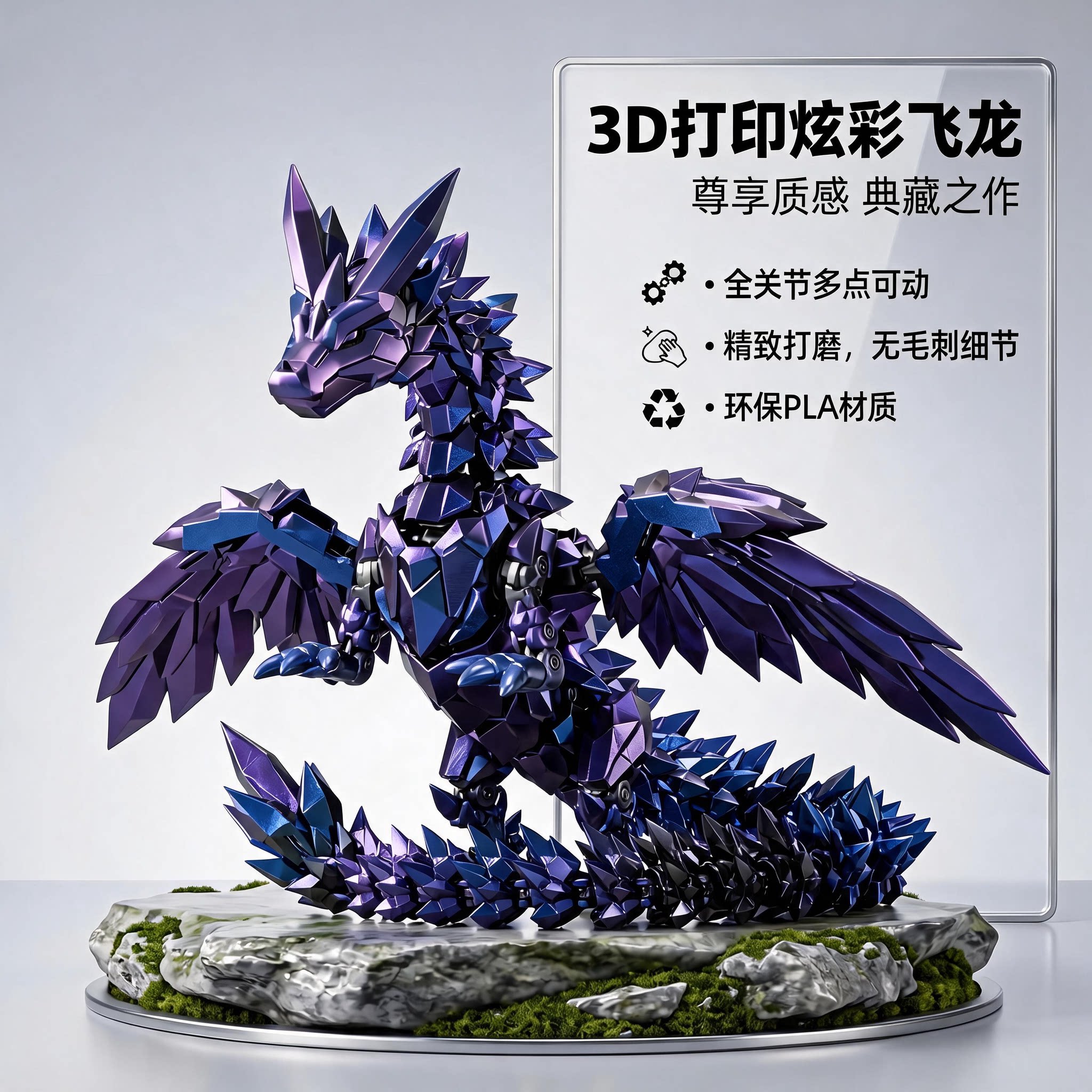 3D打印宝石飞龙关节可动解压礼物