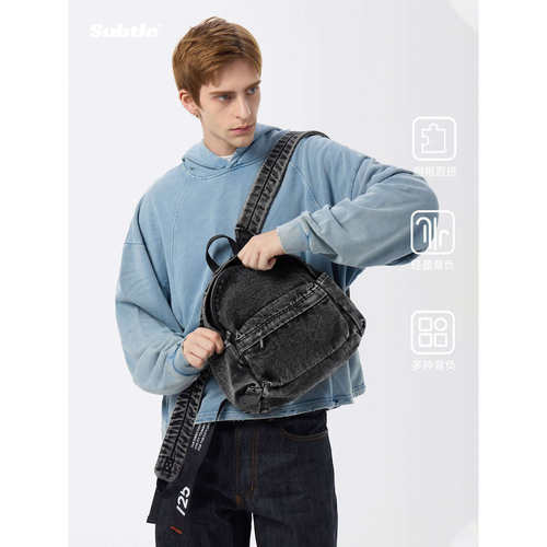 SUBTLE复古牛仔mini通勤双肩包