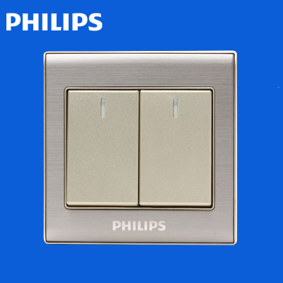 飞利浦香槟金带荧光86型单控开关