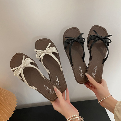 夏日蝴蝶结拖鞋女ins新款休闲