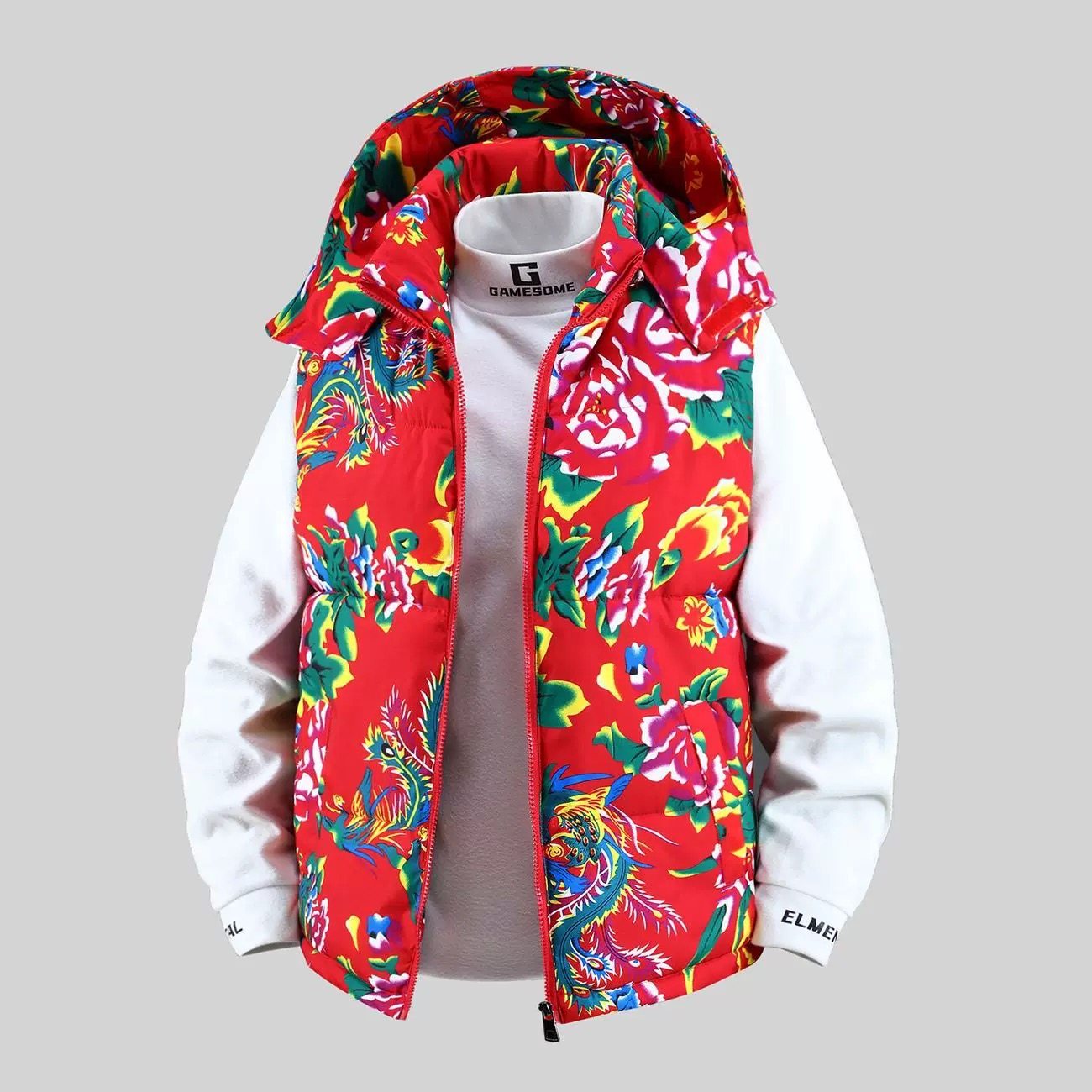 国潮东北大花棉马甲男女秋冬季保暖牡丹花马夹外套棉坎肩背心潮流,运动服/休闲服装,棉马甲,淘宝优惠券,粉丝福利购,淘宝优惠卷