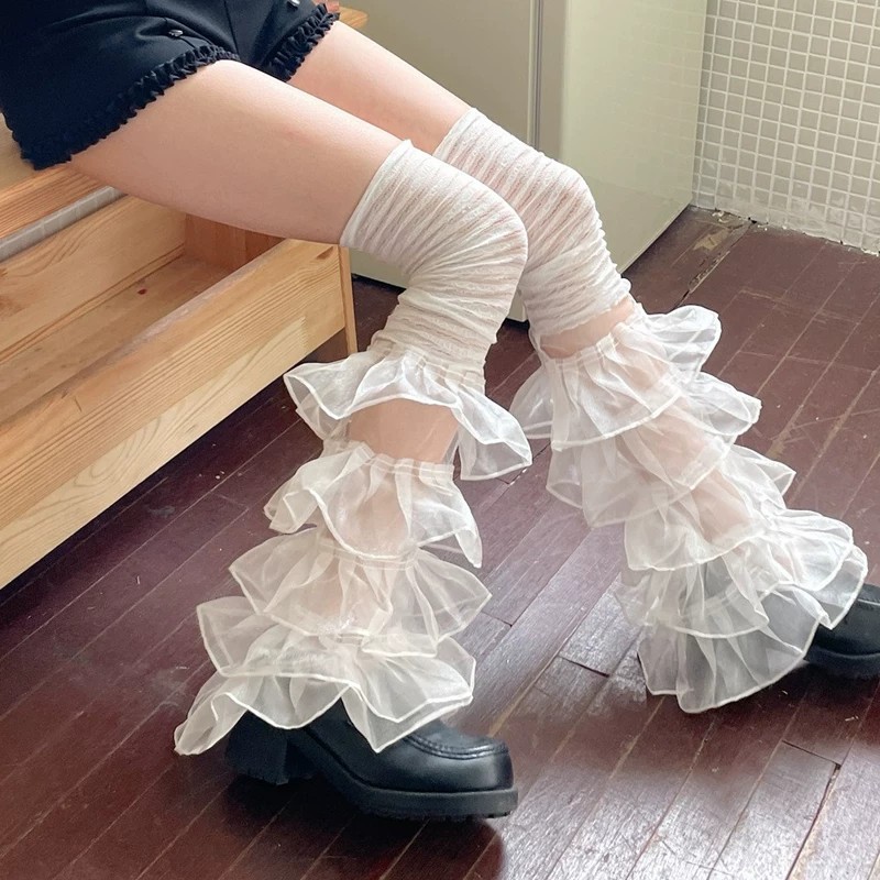 春夏新品芭蕾风网纱堆堆腿套女JK