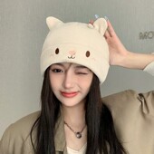 新款 保暖产妇月子帽显脸小产后防风堆帽孕妇女针织帽可爱帽子