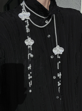 DARKCALLAN 2026原创新品珍珠蝴蝶兰长项链氛围感饰品珍珠项链