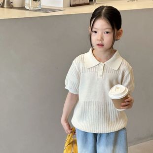 中小童T恤韩版 翻领短袖 夏季 polo衫 休闲上衣 男女儿童毛衣针织衫