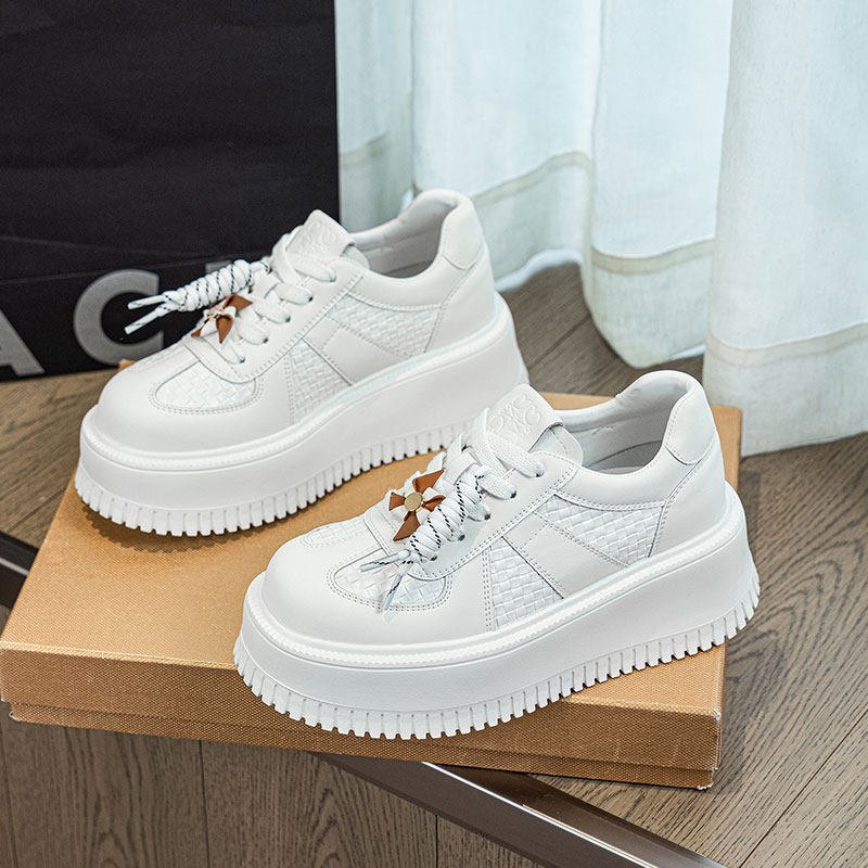 港风ulzzang真皮个性增高小白鞋2026四季新款休闲鞋厚底白色单鞋,女鞋,时尚休闲鞋,淘宝优惠券,粉丝福利购,淘宝优惠卷
