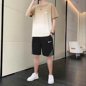 耐克顿运动套装男士夏季薄款速干冰丝短袖短裤跑步健身休闲两件套