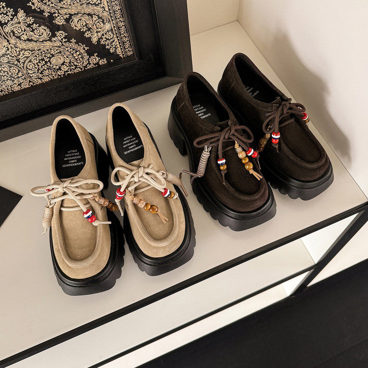 圆头松糕底橡胶发泡头层猪皮牛反绒（磨砂皮）深口单鞋,女鞋,深口单鞋,淘宝优惠券,粉丝福利购,淘宝优惠卷