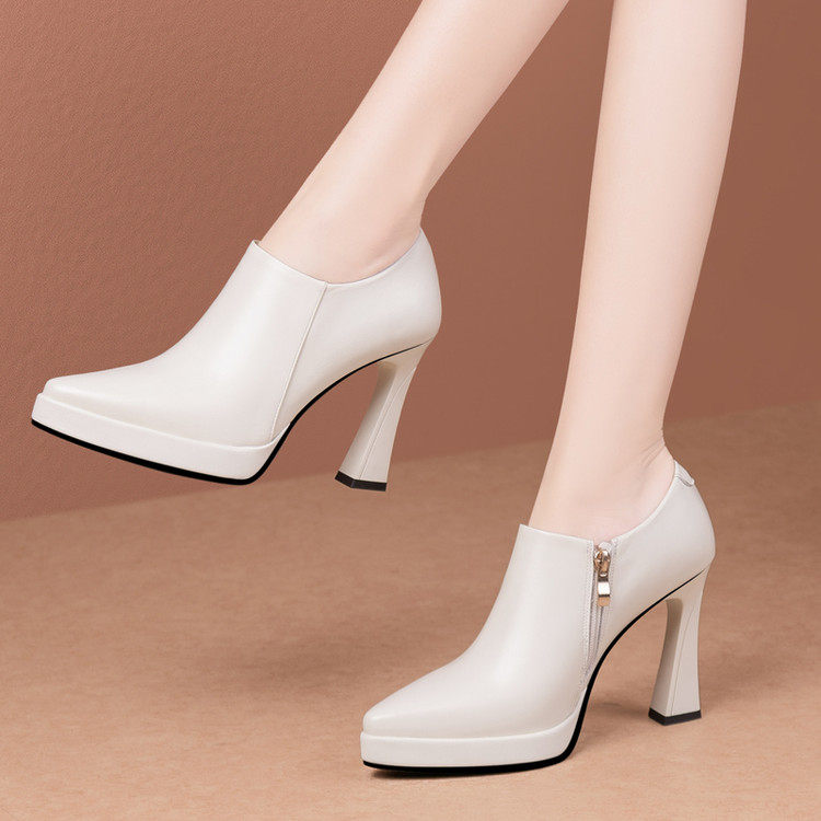 尖头松糕底TPR(牛筋）胶粘工艺头层猪皮深口单鞋,女鞋,深口单鞋,淘宝优惠券,粉丝福利购,淘宝优惠卷