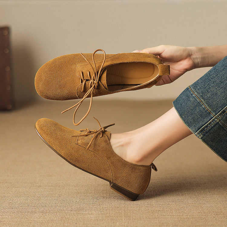 圆头青年粗跟头层猪皮牛反绒（磨砂皮）深口单鞋,女鞋,深口单鞋,淘宝优惠券,粉丝福利购,淘宝优惠卷