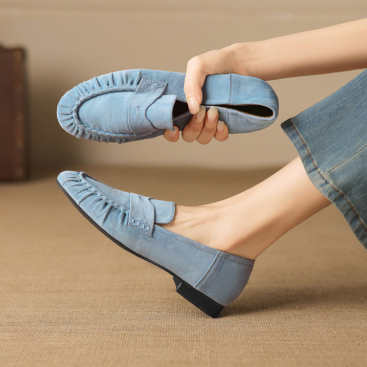 圆头粗跟头层猪皮羊反绒（羊猄）2026年春季深口单鞋,女鞋,深口单鞋,淘宝优惠券,粉丝福利购,淘宝优惠卷