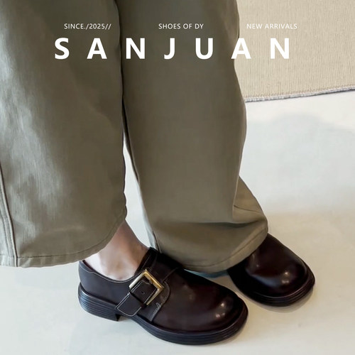 秋冬百搭通勤一脚蹬厚底乐福鞋