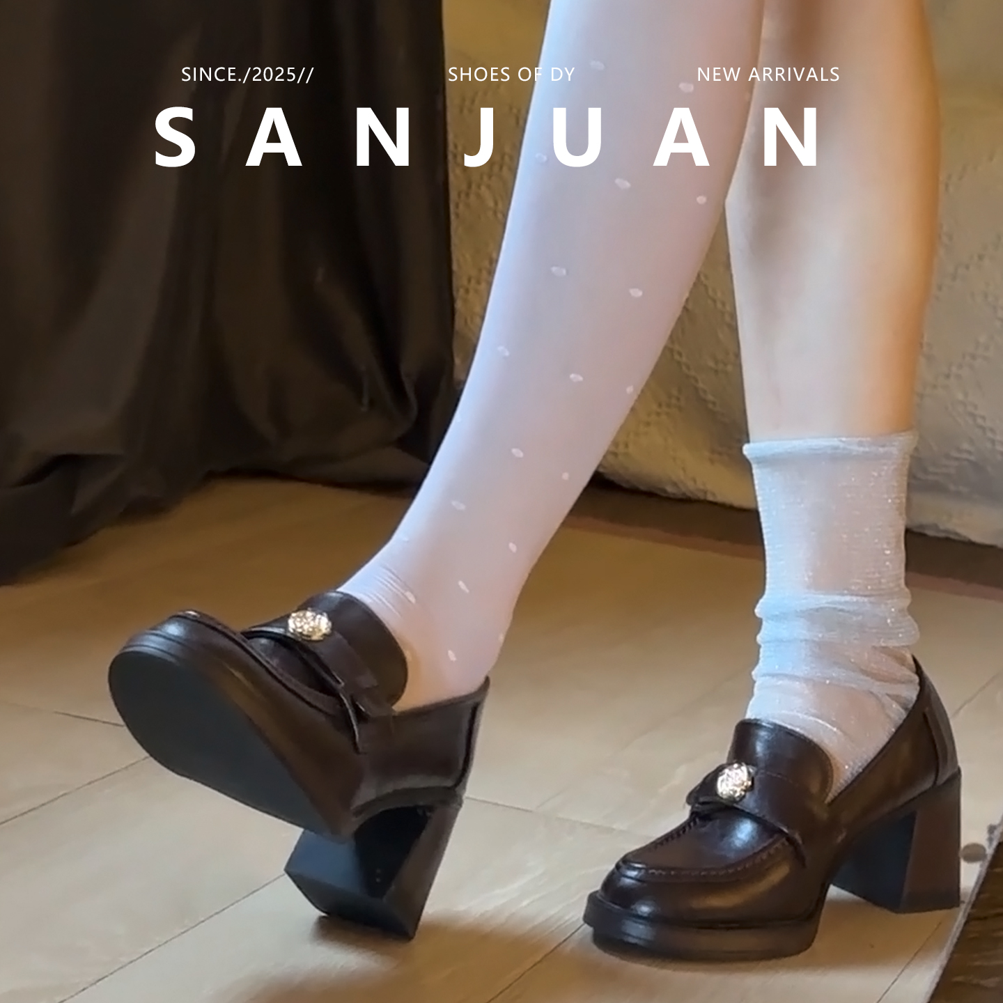 黑色/棕色秋冬百搭厚底小皮鞋