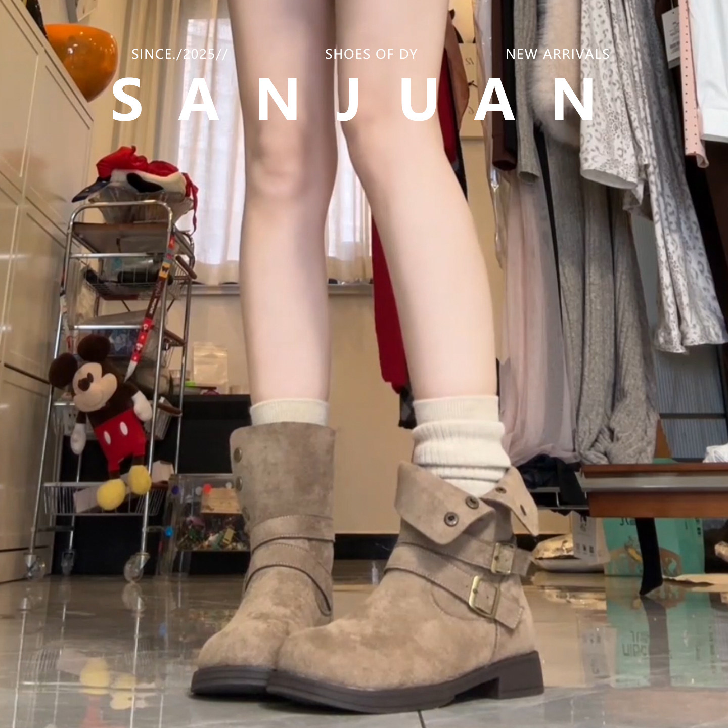 秋冬百搭舒适厚底两穿短靴