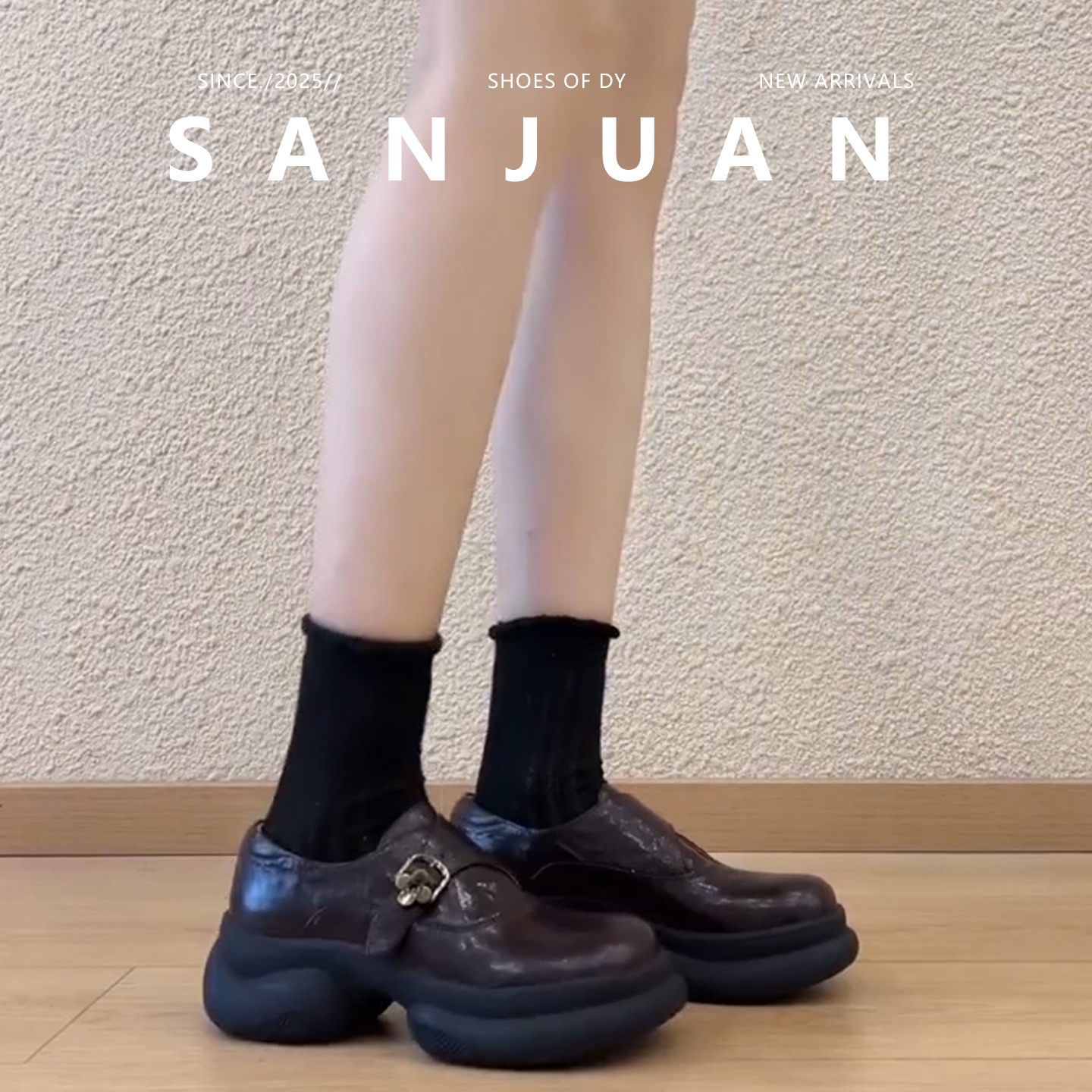 黑色/棕色舒适百搭厚底粗跟单鞋