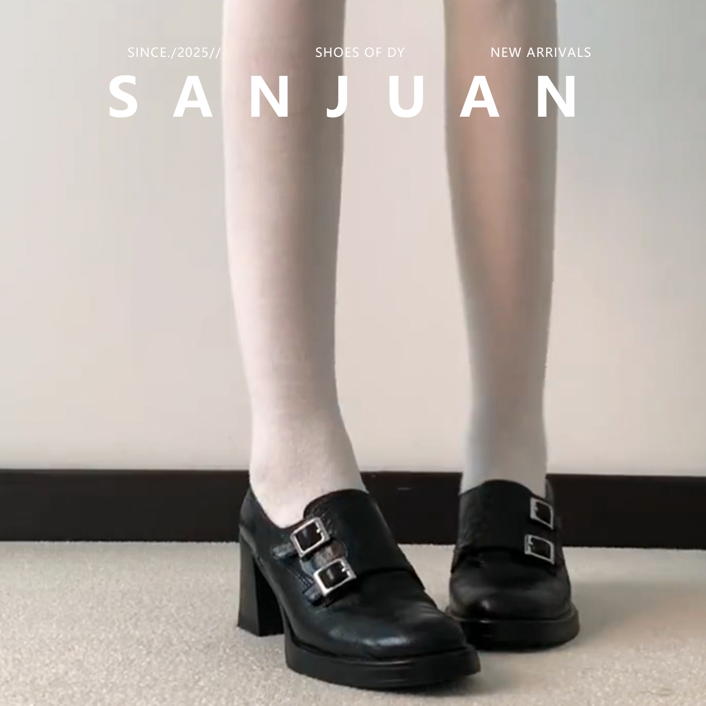 秋冬小个子厚底粗跟百搭小皮鞋