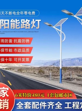 太阳能路灯LED超亮防水6米新农村100W超大功率定制户外道路高杆灯