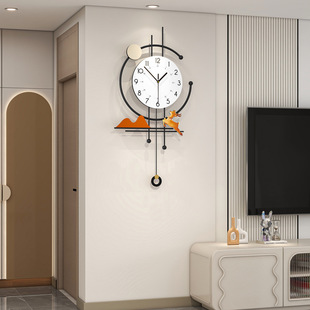 创意小鹿钟表挂钟客厅高级感现代简约装 饰时钟挂墙免打孔静音壁钟