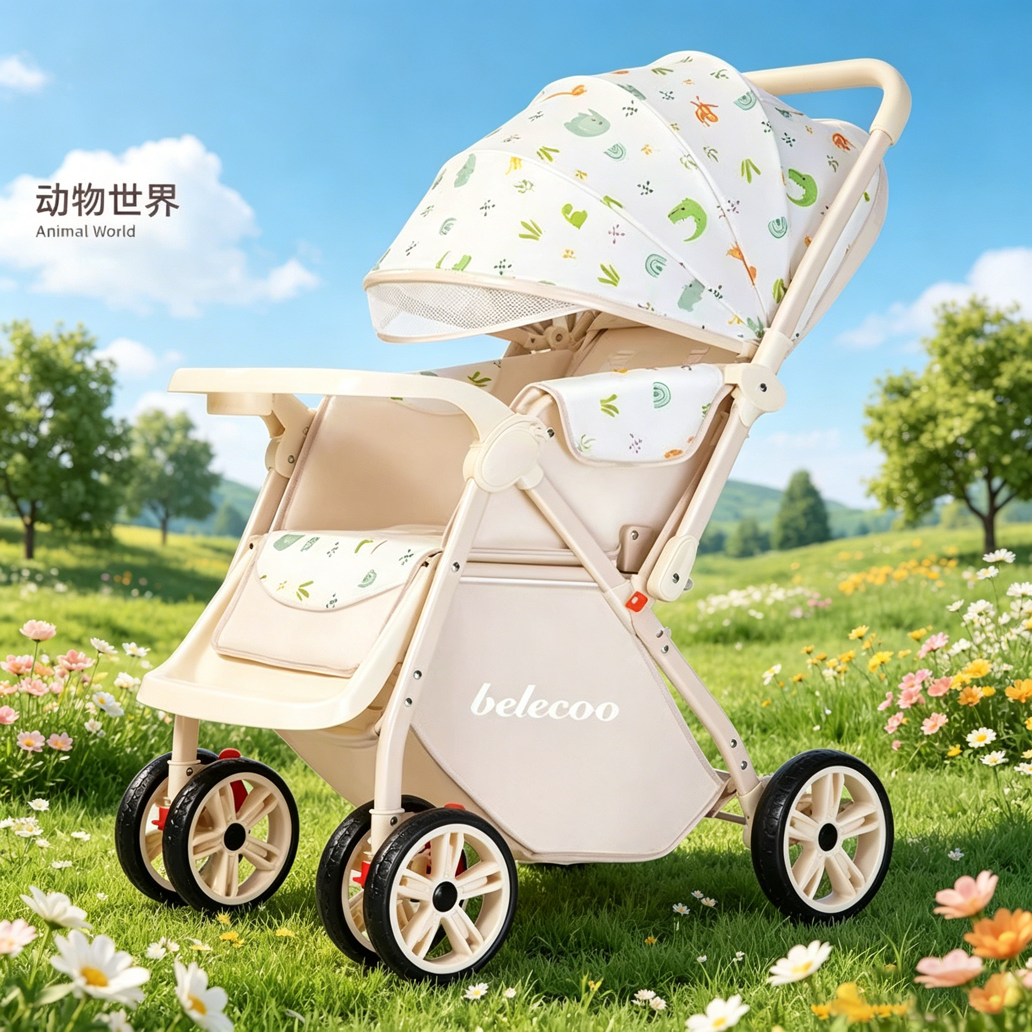 婴儿推车高景观可坐可躺轻便折叠宝宝伞车儿童双向手推四轮婴儿车