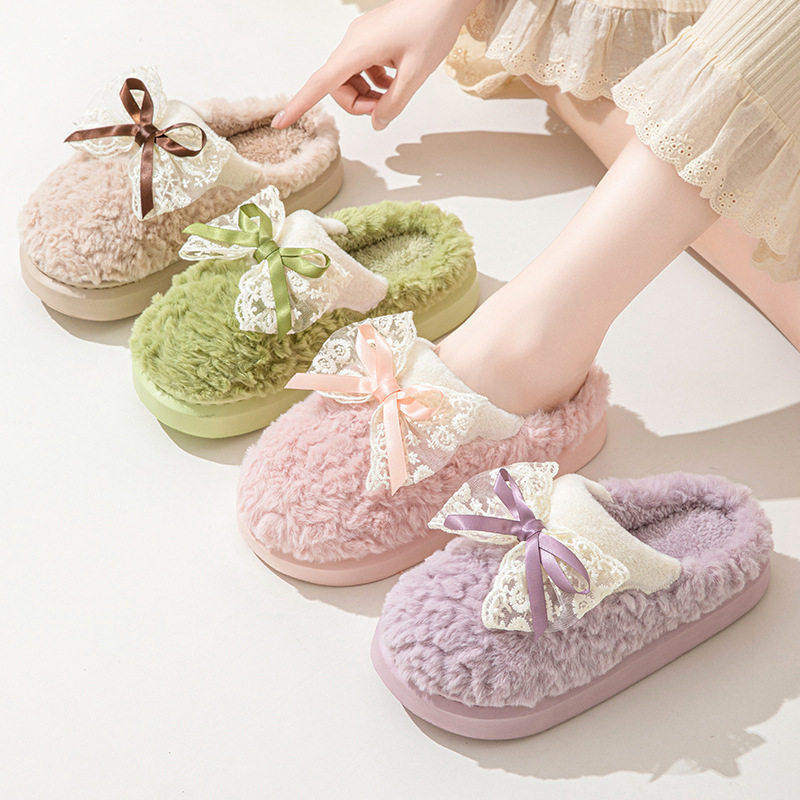 踩屎感女士棉拖鞋秋冬季室内家居蝴蝶结毛绒包头拖鞋加厚保暖,女鞋,毛毛鞋,淘宝优惠券,粉丝福利购,淘宝优惠卷