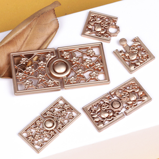 汉服金属子母扣明制复古梅花对扣立领中式装饰扣云肩披肩金属盘扣