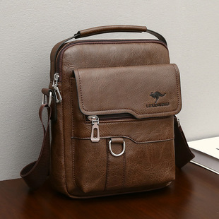 跨境商务男包可定制PU男士 单肩包大容量休闲斜挎包出行通勤小背包