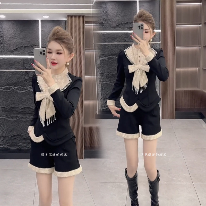 时尚套装女2026秋冬小香风洋气重工镶钻拼接针织蝴蝶结裙子两件套,女装/女士精品,时尚套装,淘宝优惠券,粉丝福利购,淘宝优惠卷