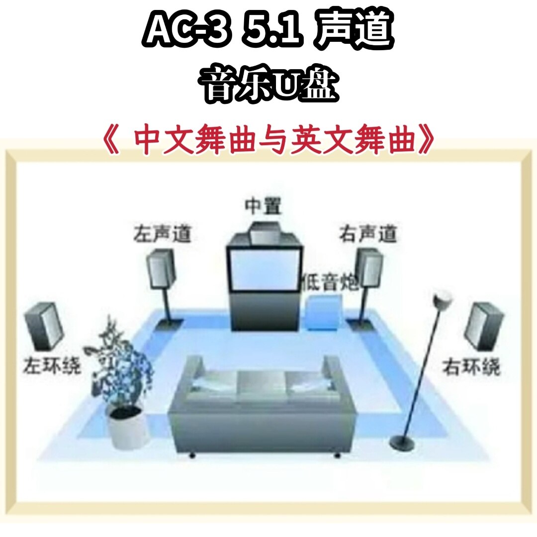 AC-3 5.1声道音乐U盘中文舞曲英文舞曲家庭家用车载车用音轨解码