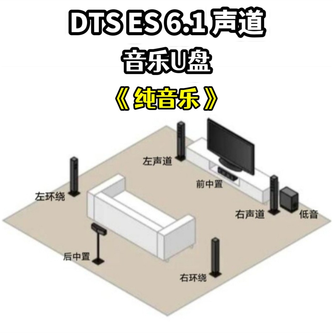 DTS ES 6.1声道乐器演奏纯音乐u盘共7条音轨家庭家用车用车载解码