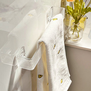 浴室挂毛巾架卫生间免打孔亚克力置物架单杆壁挂式儿童挂杆架子