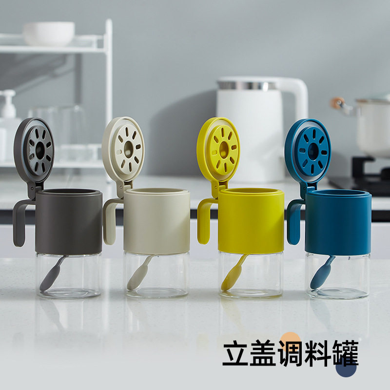 厨房调料瓶带勺子玻璃调料罐家用可拆卸调味瓶分类调味盒