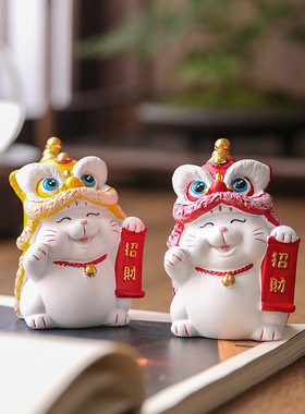 中国风招财猫治愈系工位桌面装饰摆件高级感小众开业礼品生日礼物