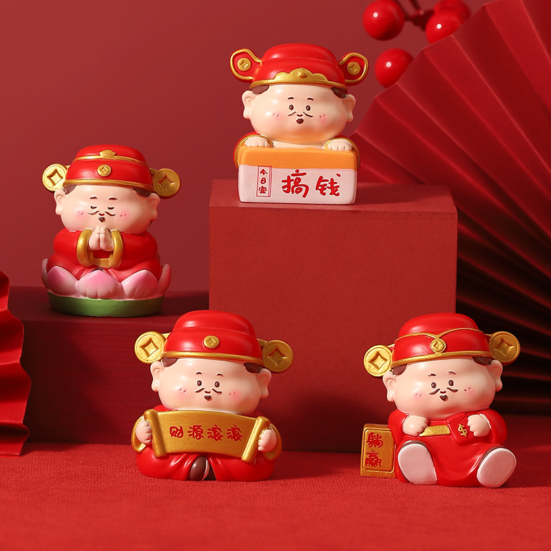 创意小财神树脂摆件办公室装饰桌面摆件手办喜庆新年小礼品批发